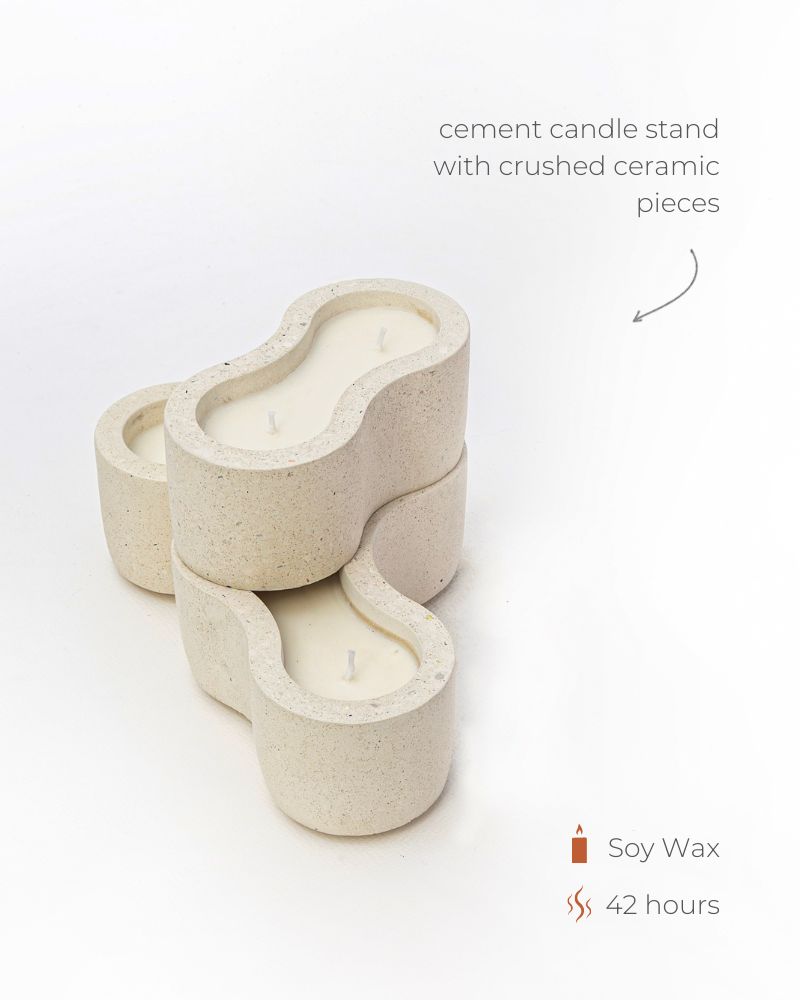 Pivot Cement Candle Stand Set White Unscented  (3 pieces)