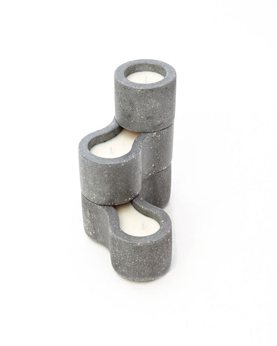 Pivot Cement Candle Stand Set Dark Grey Unscented (3 pieces)