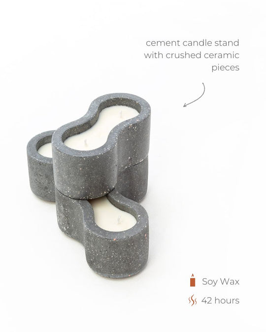 Pivot Cement Candle Stand Set Dark Grey Unscented (3 pieces)