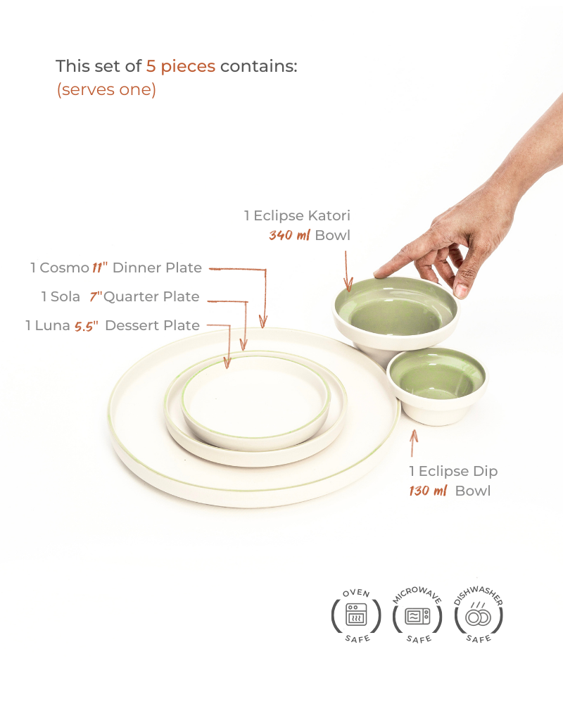 Lunar Dinner Set Sage Green (5 pieces)