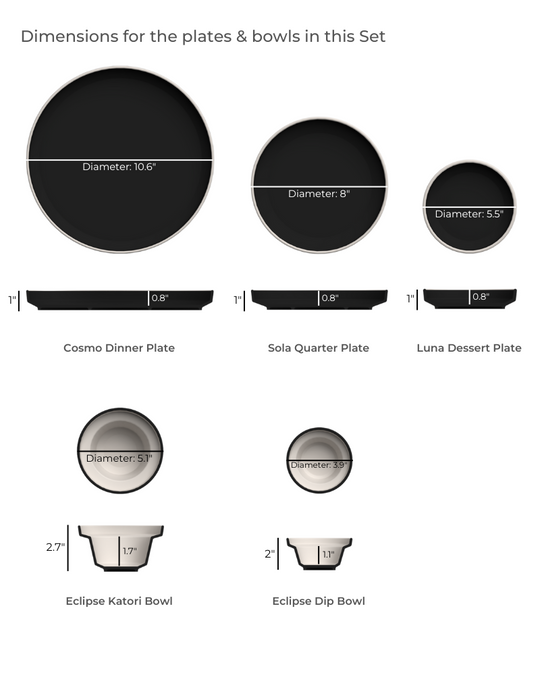 Lunar Dinner Set Matt Black (5 pieces)