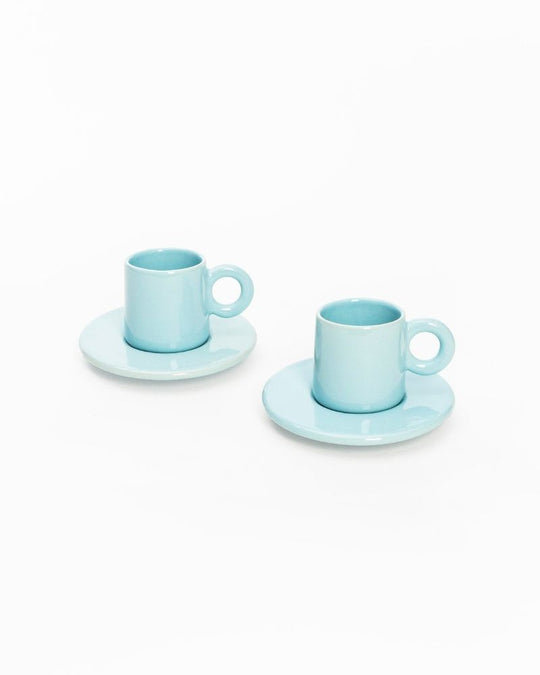 Lilo Espresso Cup & Saucer Set Aqua (Set of 2)