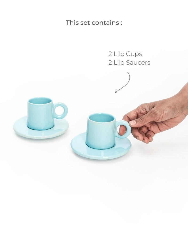 Lilo Espresso Cup & Saucer Set Aqua (Set of 2)