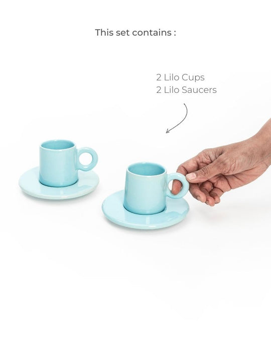 Lilo Espresso Cup & Saucer Set Aqua (Set of 2)