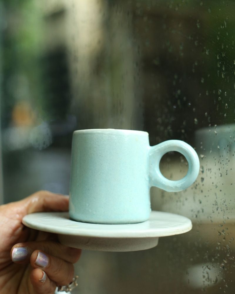 Lilo Espresso Cup & Saucer Set Aqua (Set of 2)