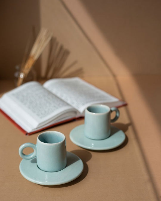 Lilo Espresso Cup & Saucer Set Aqua (Set of 2)