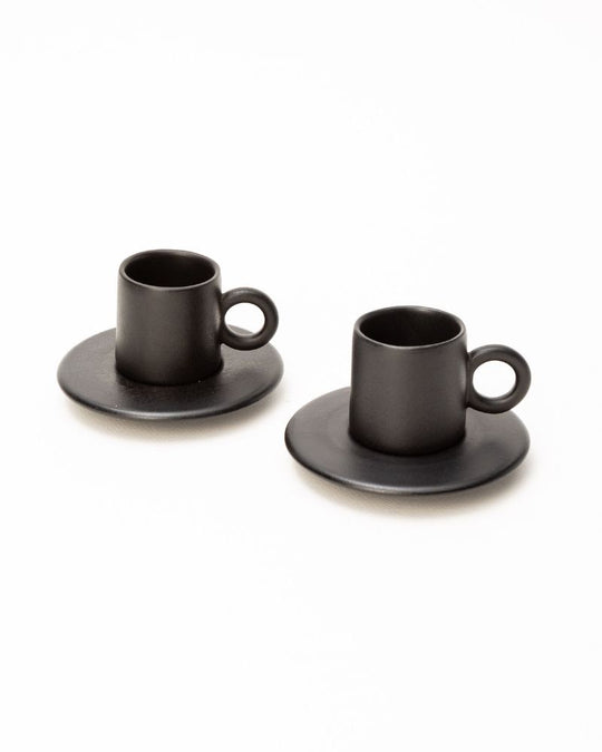 Lilo Espresso Cup & Saucer Set Matt Black (Set of 2)