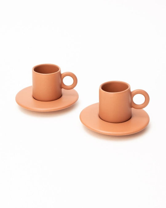 Lilo Espresso Cup & Saucer Set Tan (Set of 2)