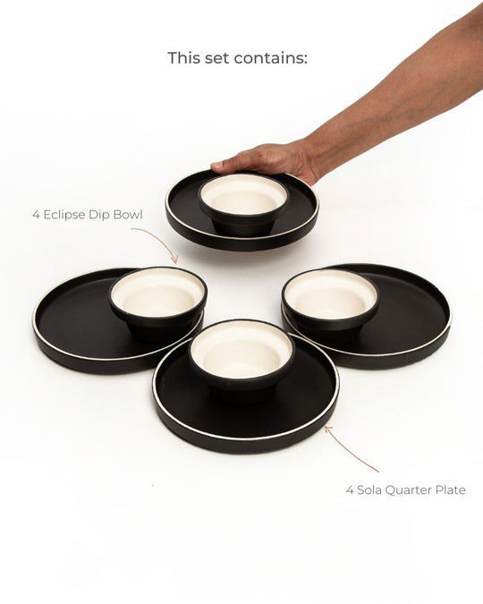 Lunar Appetiser Set Matt Black (8 Pieces)