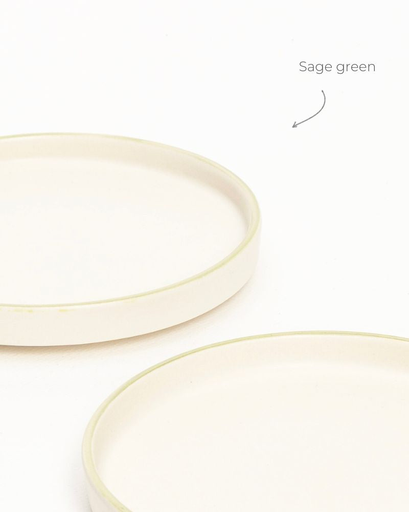 Sola Quarter Plate Sage Green Rim (Set of 2)